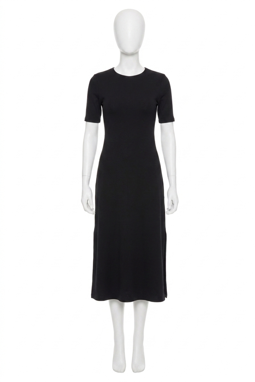 NEW SUSANA MONACO crew midi dress in black